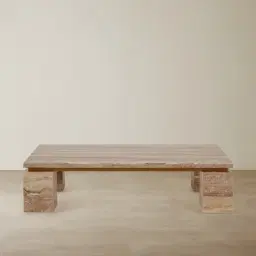 Monolith Natural Silver-Grey Travertine Coffee Table