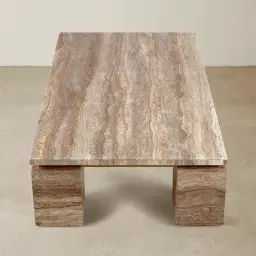 Monolith Natural Silver-Grey Travertine Coffee Table