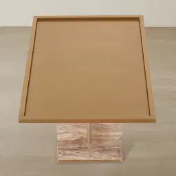 Monolith Natural Silver-Grey Travertine Side Table