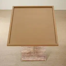 Monolith Natural Silver-Grey Travertine Side Table