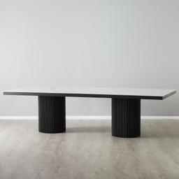 Archie Black Rectangular Dining Table with White Sintered Stone Top - 268x118cm