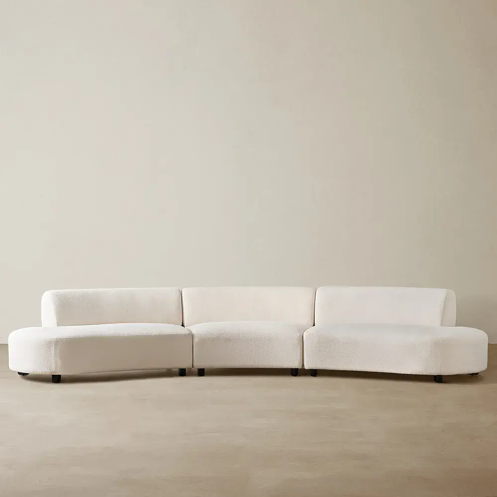 Celestine II Chantilly White Fabric Curved Corner Sofa