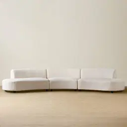 Celestine II Chantilly White Fabric Curved Corner Sofa