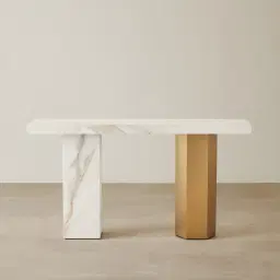 Thames Calacatta Oro - White Sintered Stone Console Table