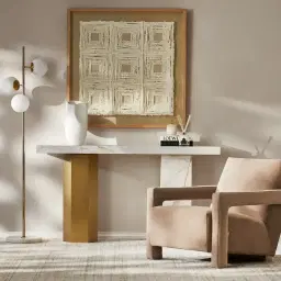 Thames Calacatta Oro - White Sintered Stone Console Table