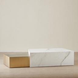 Thames Calacatta Oro - White Sintered Stone Rectangular Coffee Table