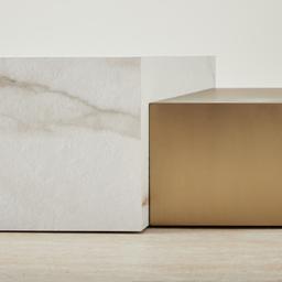 Thames Calacatta Oro - White Sintered Stone Rectangular Coffee Table