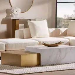 Thames Calacatta Oro - White Sintered Stone Rectangular Coffee Table