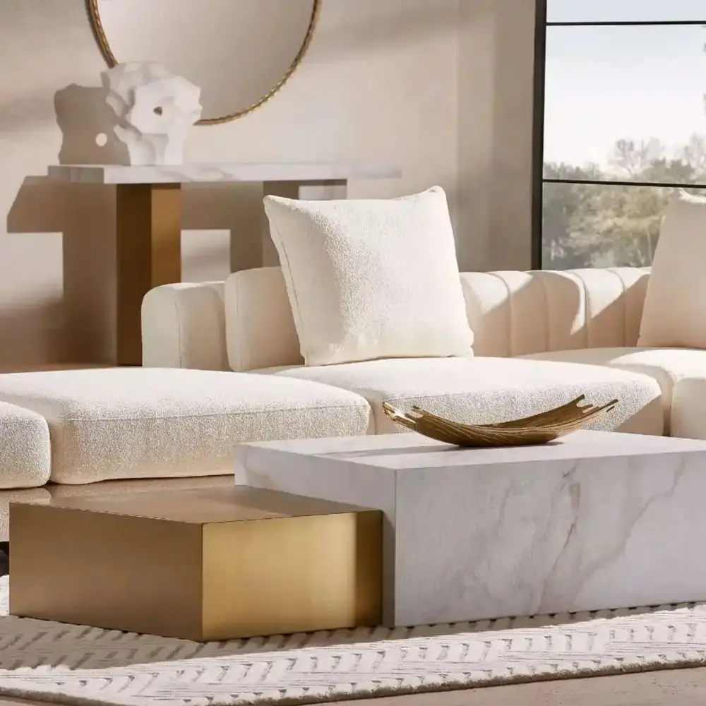 Thames Calacatta Oro - White Sintered Stone Rectangular Coffee Table