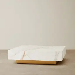 Thames Calacatta Oro - White Sintered Stone Square Coffee Table