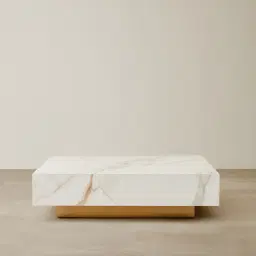 Thames Calacatta Oro - White Sintered Stone Square Coffee Table