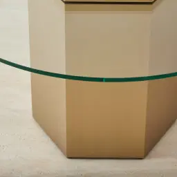 Thames Stainless Steel Hexagonal Side Table - Clear Glass Top