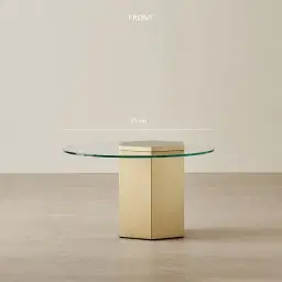 Thames Stainless Steel Hexagonal Side Table - Clear Glass Top