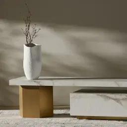 Thames Calacatta Oro - White Sintered Stone Entertainment Unit