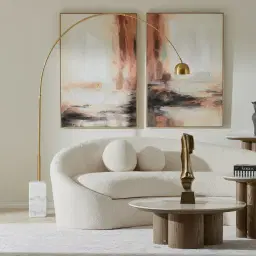 Jessa Brushed Gold Metal Floor Lamp - White Marble Base