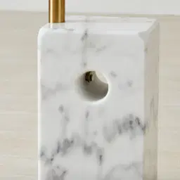 Jessa Brushed Gold Metal Floor Lamp - White Marble Base