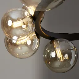 Bubbles Transparent Glass Chandelier 80 cm - Frosted Black Metal Body