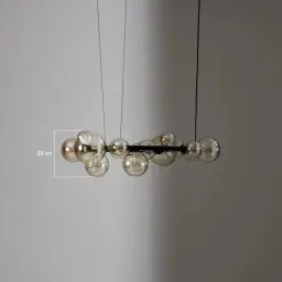 Bubbles Transparent Glass Chandelier 80 cm - Frosted Black Metal Body