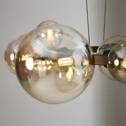 Bubbles Transparent Glass Chandelier 80 cm - Frosted Black Metal Body