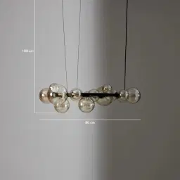 Bubbles Transparent Glass Chandelier 80 cm - Frosted Black Metal Body
