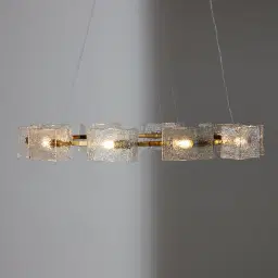 Minda Brushed Gold Glass Chandelier