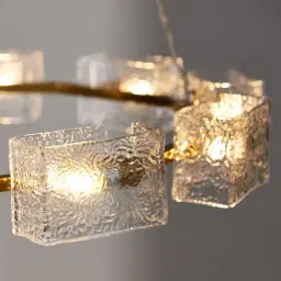 Minda Brushed Gold Glass Chandelier