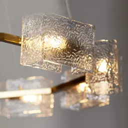 Minda Brushed Gold Glass Chandelier