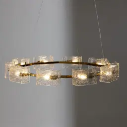 Minda Brushed Gold Glass Chandelier