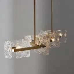 Ricci Brushed Gold Glass Chandelier