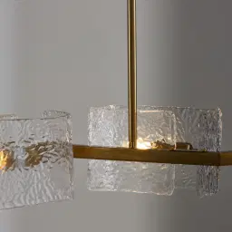 Ricci Brushed Gold Glass Chandelier