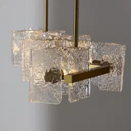 Ricci Brushed Gold Glass Chandelier