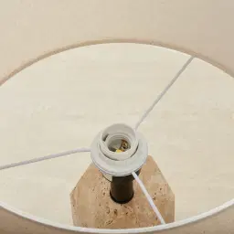 Verlet Travertine Table Lamp - Beige Linen Lamp Shade
