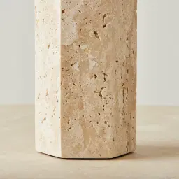 Verlet Travertine Table Lamp - Beige Linen Lamp Shade