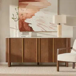 Verlet Travertine Table Lamp - Beige Linen Lamp Shade