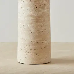 Anda Travertine Table Lamp - Beige Linen Lamp Shade