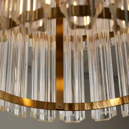 Zeny Brushed Gold Glass Chandelier - Transparent Plum Glass Tube