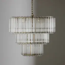 Zeny Brushed Gold Glass Chandelier - Transparent Plum Glass Tube
