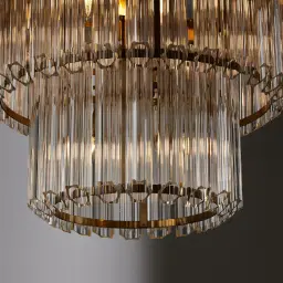 Zeny Brushed Gold Glass Chandelier - Transparent Plum Glass Tube