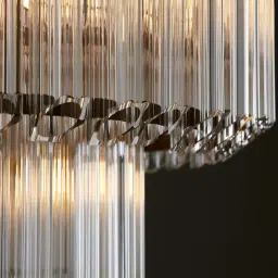 Zeny Brushed Gold Glass Chandelier - Transparent Plum Glass Tube