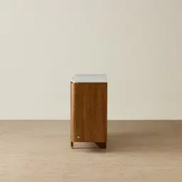 Portobello Toffee Brown Ash Veneer Sideboard - Pandora Brown Sintered Stone Top