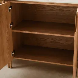 Portobello Light Brown Ash Veneer Sideboard - Pandora Brown Sintered Stone Top
