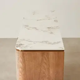 Portobello Light Brown Ash Veneer Sideboard - Pandora Brown Sintered Stone Top