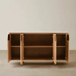 Portobello Light Brown Ash Veneer Sideboard - Pandora Brown Sintered Stone Top