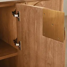 Portobello Light Brown Ash Veneer Sideboard - Pandora Brown Sintered Stone Top