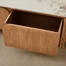 Portobello Light Brown Ash Veneer Entertainment Unit - Pandora Brown Sintered Stone Top