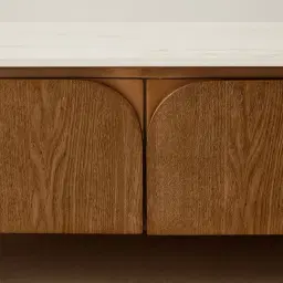 Portobello Toffee Brown Ash Veneer Coffee Table - Pandora Brown Sintered Stone Top