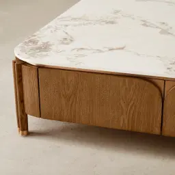 Portobello Toffee Brown Ash Veneer Coffee Table - Pandora Brown Sintered Stone Top