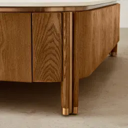 Portobello Toffee Brown Ash Veneer Coffee Table - Pandora Brown Sintered Stone Top