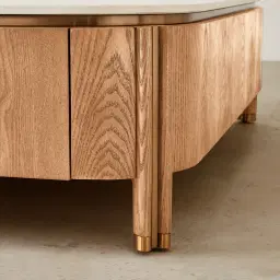 Portobello Light Brown Ash Veneer Coffee Table - Pandora Brown Sintered Stone Top