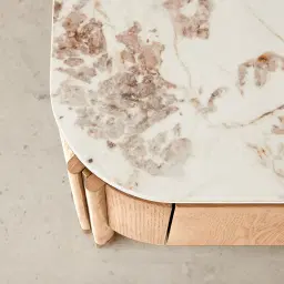 Portobello Light Brown Ash Veneer Coffee Table - Pandora Brown Sintered Stone Top